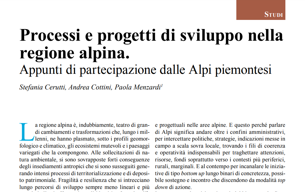 processi e progetti alpini